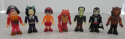 CHARACTER BUILDING SCOOBY-DOO! MYSTERY MICRO-FIGURES, LOT OF 7, VELMA, WOLFMAN!