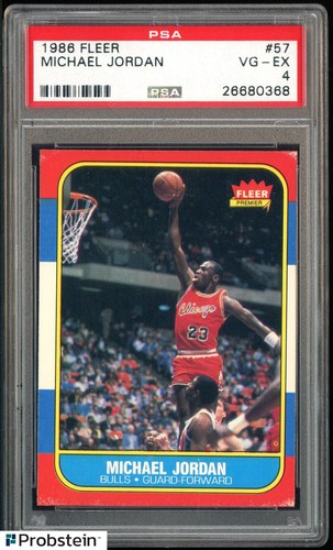 1986-87 Fleer Basketball #57 Michael Jordan RC Rookie HOF PSA 4 " LOOKS NICER "
