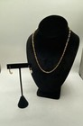 925 Sterling Silver Gold Tone Paperclip Necklace 17" & Pearl Drop Earrings Set — photo 1