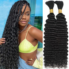 Human Braiding Hair for Boho Braids 110G 20 Inch Deep Water Wave Bulk Human Hair