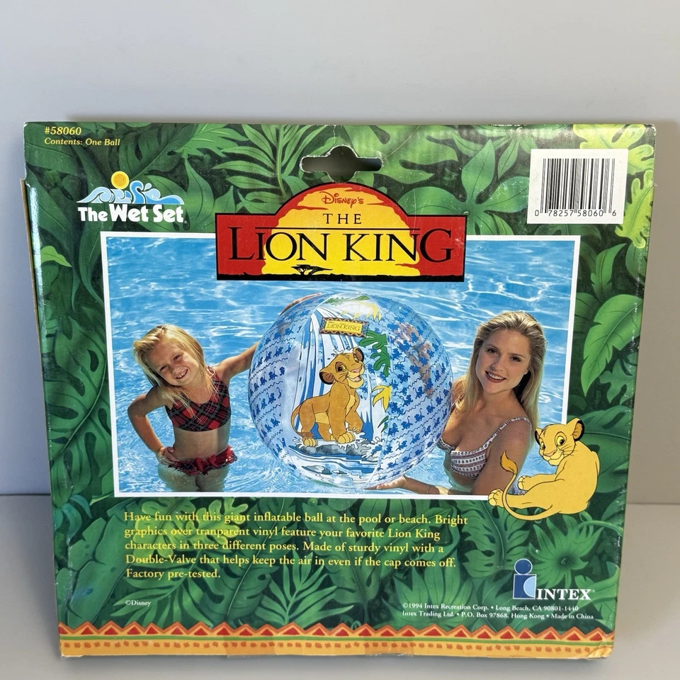Vintage Intex Wet Set 1994 Inflatable 36" Lion King Beach Ball - New Open Box - Image 2 of 4