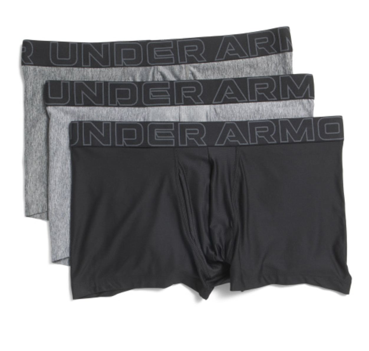 Under Armour 3-Pack TRUNK 3" Inseam Performance Tech Boxerjock ( Steel-Gray-Blk) thumbnail 2