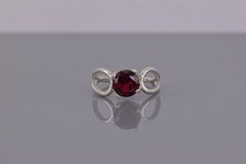 Sterling Silver 8mm Round Red Ruby Looped Band Ring 925 Sz: 7