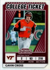 2022 Panini Elite Extra Edition #CTO-2 Gavin Cross College Tickets Optic Holo