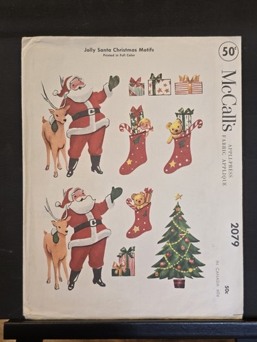 RAR McCall's 2079 ©1956; Applikationsmuster Jolly Santa Weihnachtsmotive; unbenutzt.