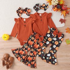 Halloween Autumn And Winter Infant Long-sleeve Jumpsuit Pumpkin Print Flared Pan