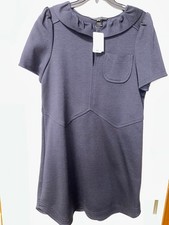 Unused Marc Jacobs Wool S/S Dress Navy Unlined Size L MJ1225192