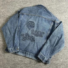 Epcot Denim Trucker Jacket Mens Small Blue 2008 Food & Wine Festival Made USA