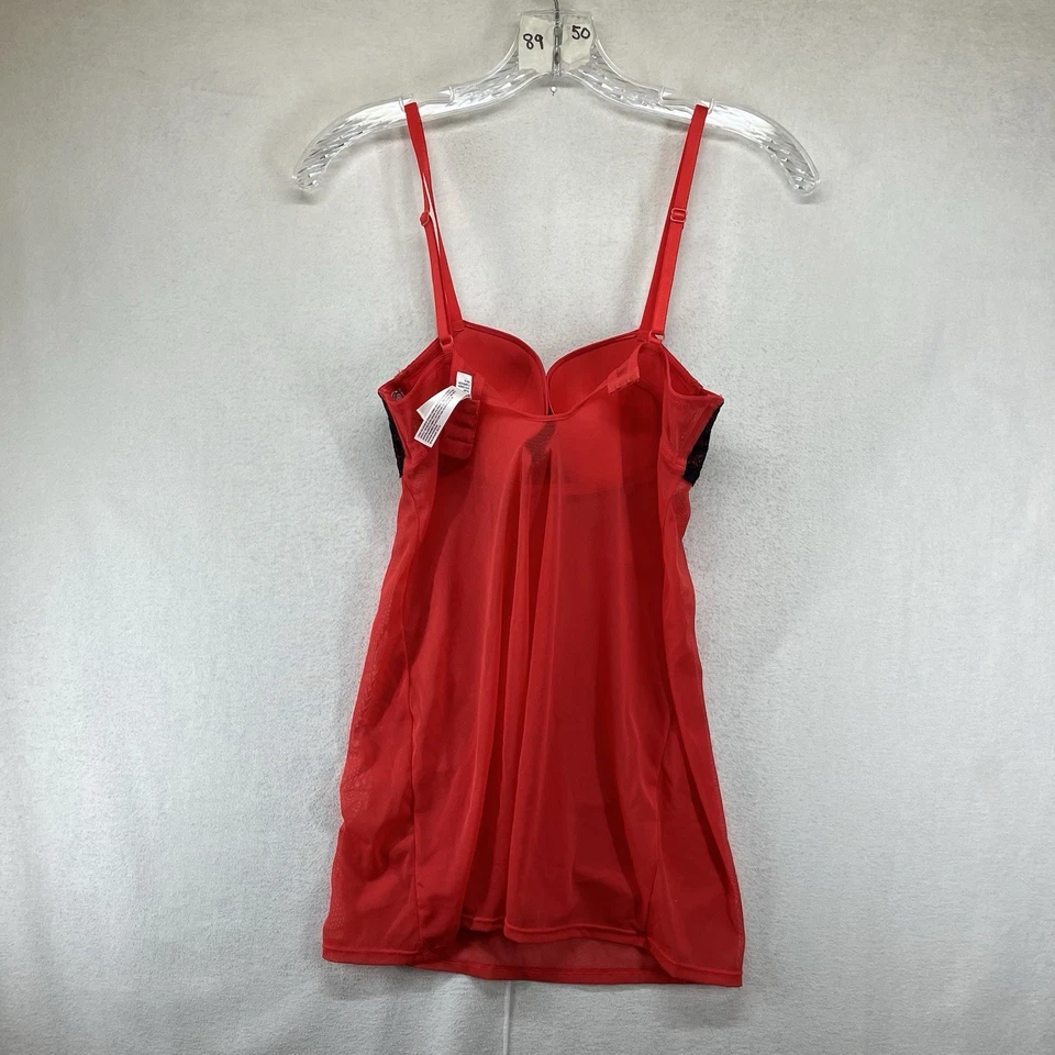 Ретро Y2K Babydoll Negligee маленький Gilligan & O'Malley Intimates кружева блестящий - Изображение 2 из 4