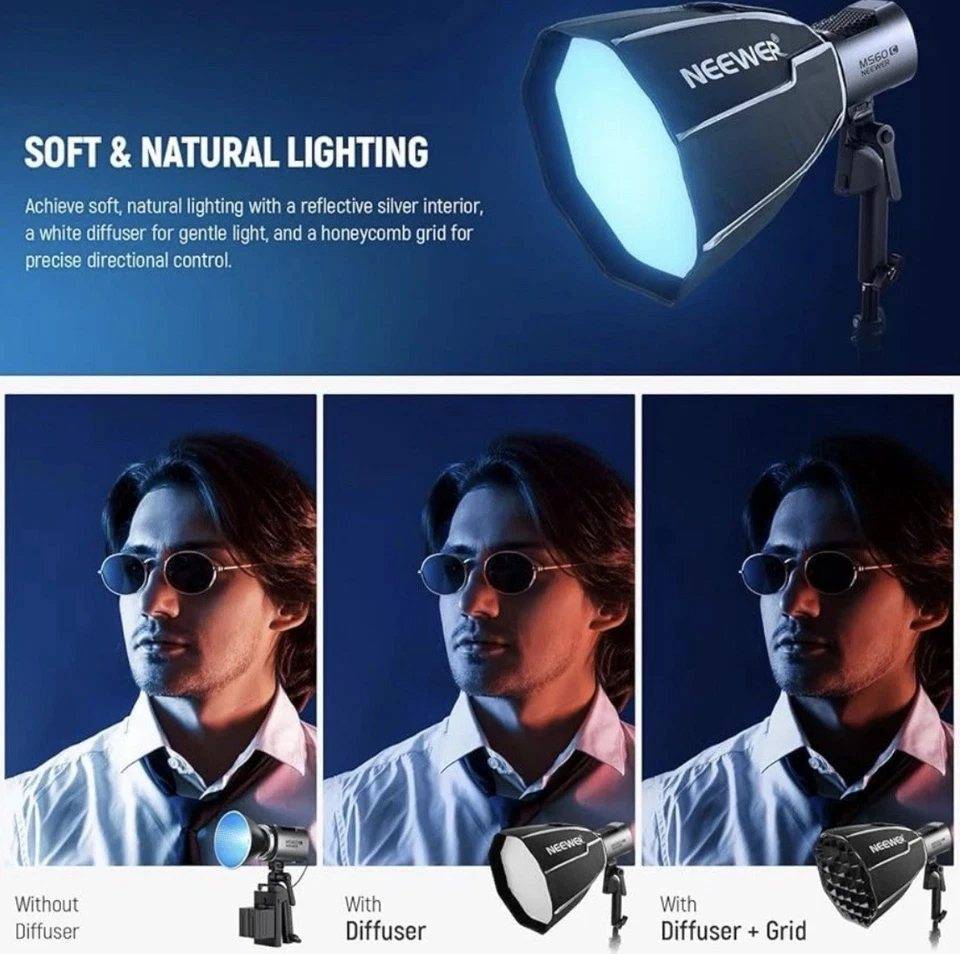 NEEWER 30cm Octagonal Softbox with Mount, Quick Set Up Mini Softbox - Image 2 of 4