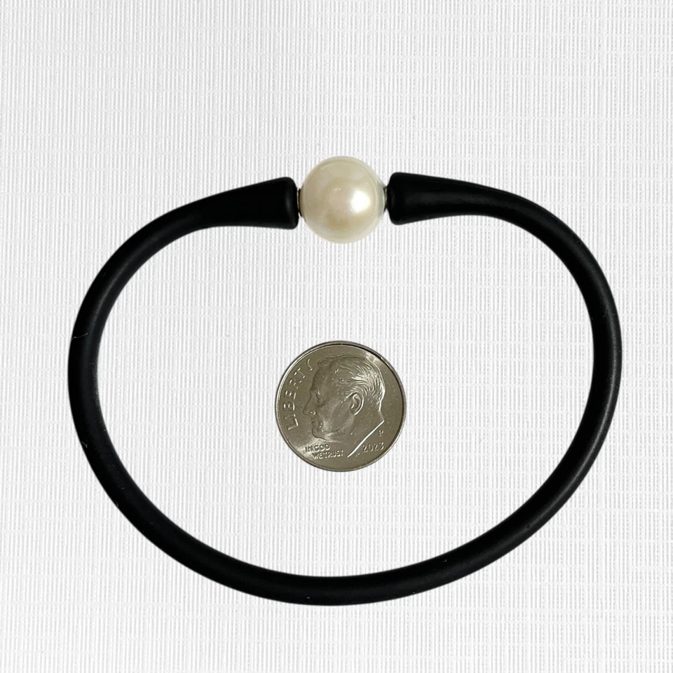 Pulsera de Silicona Perla Negra Informal Playa Surf Cuentas Minimalistas Joyería Flexible Foto 3 de 4