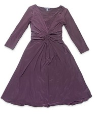Chaps Women’s Ruched Waist Plum A Line Dress Petite Small
