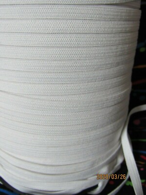 10 YARDS WHITE ELASTIC BRAIDED 1/4 ''   $5.00