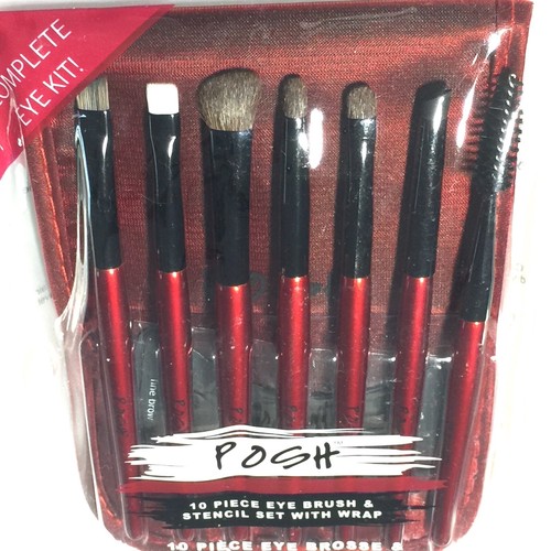 Posh 10 Piece Eye Brush & Stencil Set With Wrap - 86114 - Picture 6 of 12