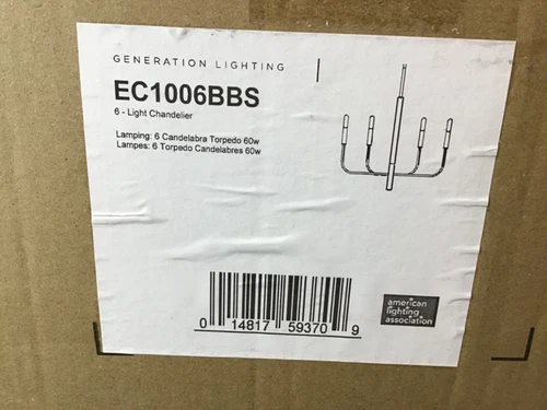 Generation Lighting EC1006-BBS Brianna 6-Light Minimalist Chandelier Brass - Picture 5 of 17