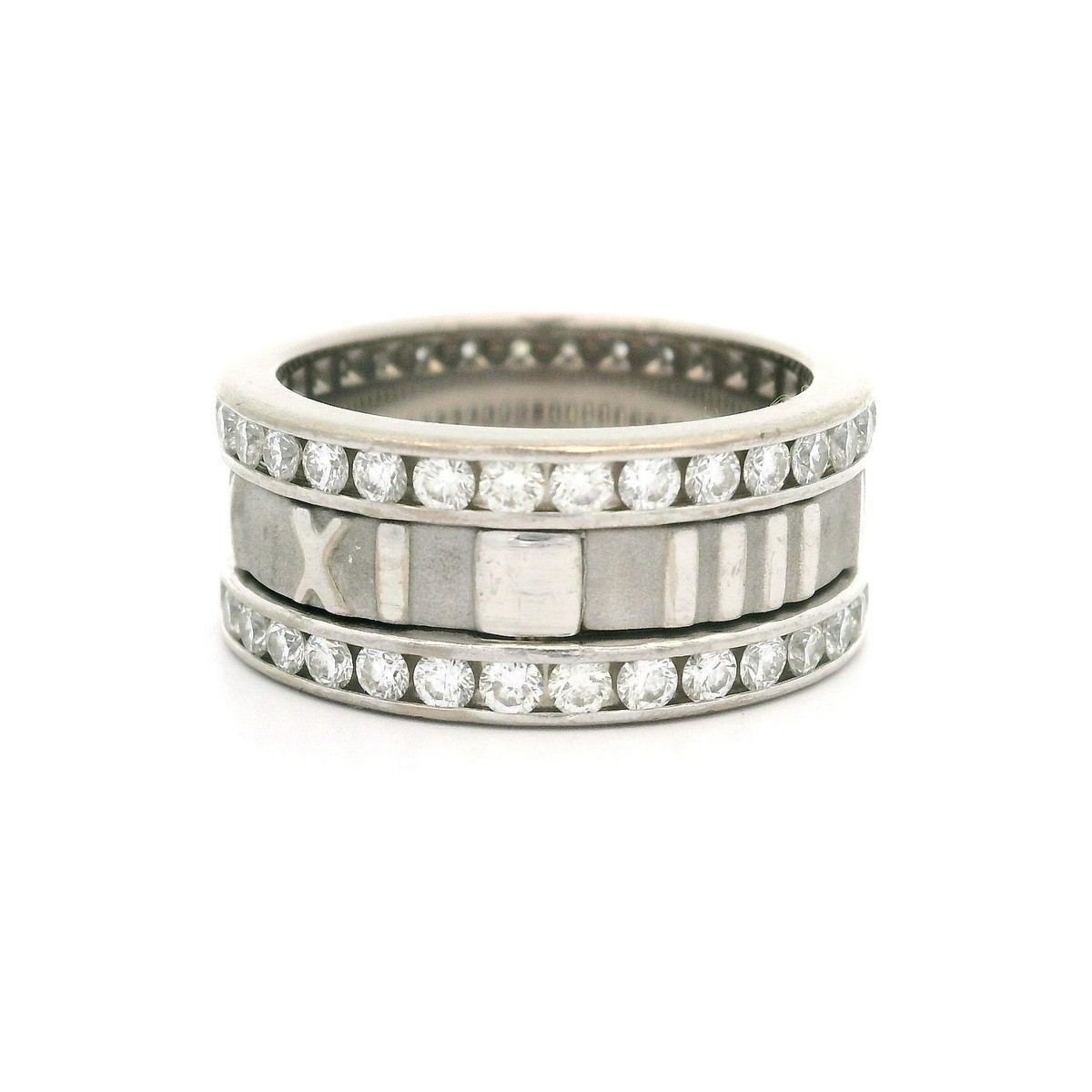 Tiffany & Co. Atlas 18k White Gold 1.60ctw Diamond Roman Numeral