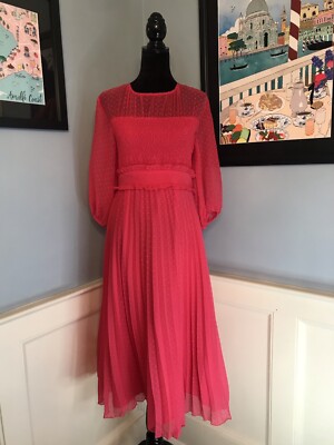 Major Barbie Vibes! Hot Pink Fuchsia Pleated Chiffon Dotted Swiss Midi Dress | eBay Major Barbie Vibes! Hot Pink Fuchsia Pleated Chiffon Dotted Swiss Midi Dress | eBay