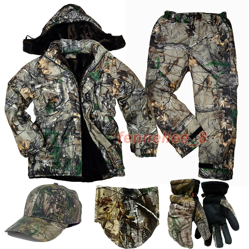 Mens Bionic Camou Winter Thicken Hunting Coat Trousers Tactical Waterproof Suits - Image 4 of 4