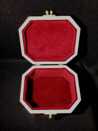 VTG Wooden Purse Handbag Lucite Handle Decoupage Octagonal With Butterfly Clasp - Picture 9 of 21