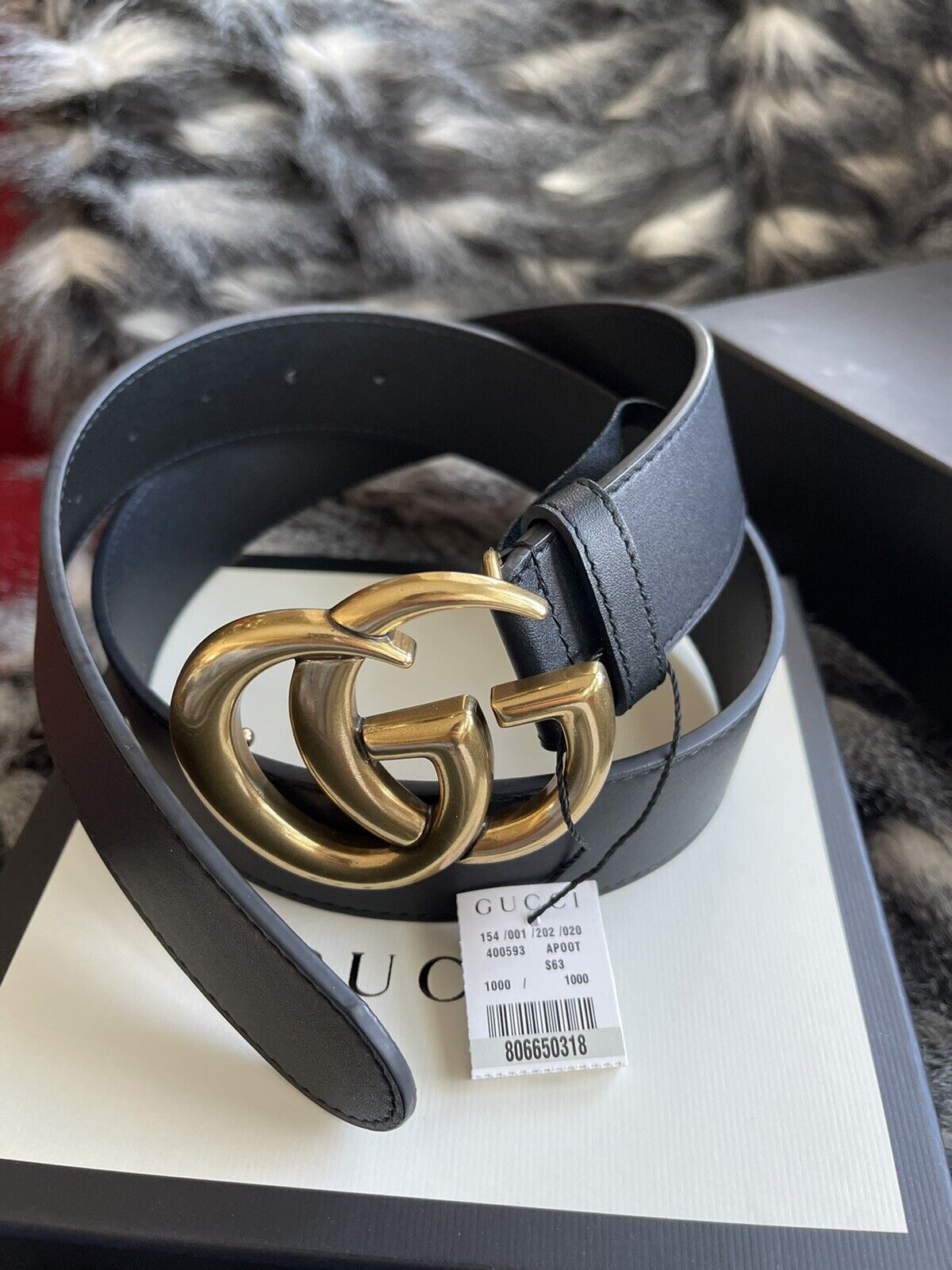 Women's Gucci GG Buckle Belt Leather With Receipt Size 80