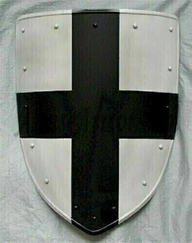 Black Cross Medieval Templar Crusader Heater Shield Knight Battle Armor for Warriors-image