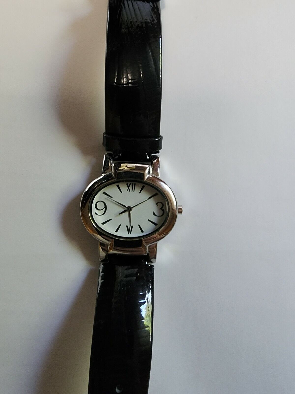Women's Coldwater Creek Silver Tone Watch With Black Band