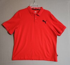 Puma Shirt Men's XL Red Collared Short Sleeve Pullover Polo Black Cat