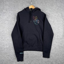 Adidas Hoodie Mens Small S Black Long Sleeve Peace Sign Graphic Sweatshirt
