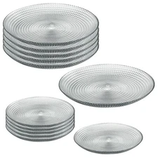 Pasabahce Dinner Dessert Stackable Serving Clear Glass Plate Dish Set Of 6/12