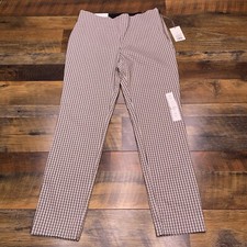 A New Day Skinny Ankle Pants 8R Brown Plaid Stretch New