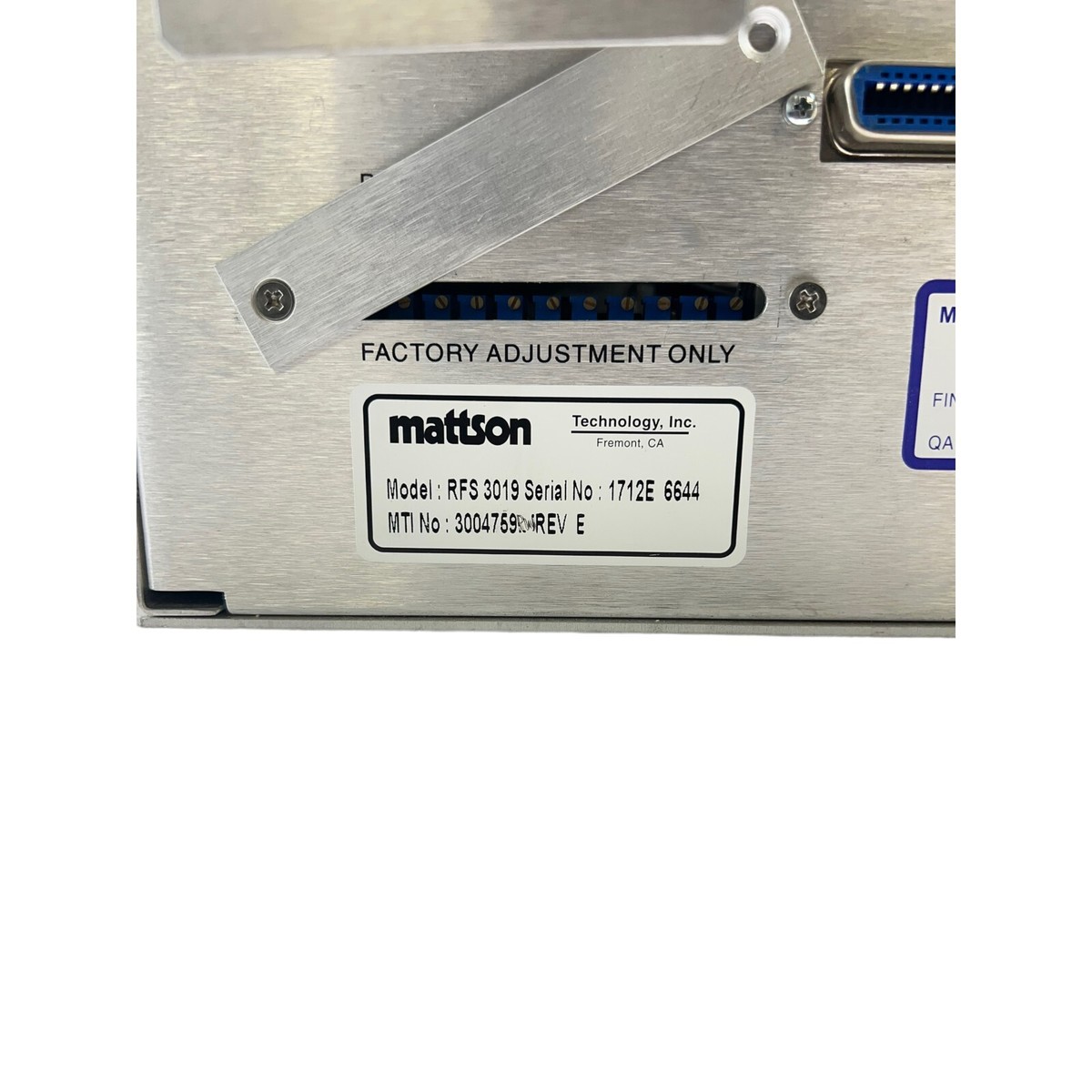 MATTSON TECHNOLOGY RF MATCH RFS 3019 MTI NO 3004759RW | eBay