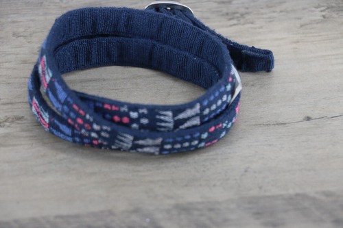 Old Navy Vintage Girls Skinny Navajo Cloth Belt Size 7 Regular Navy Blue Pink - Picture 3 of 5