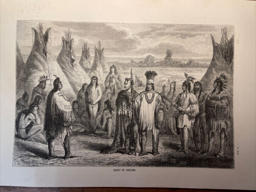 1862 Original Illustration Kupferstich Vintage Lithographie Holzstich Indians - Bild 1 von 7