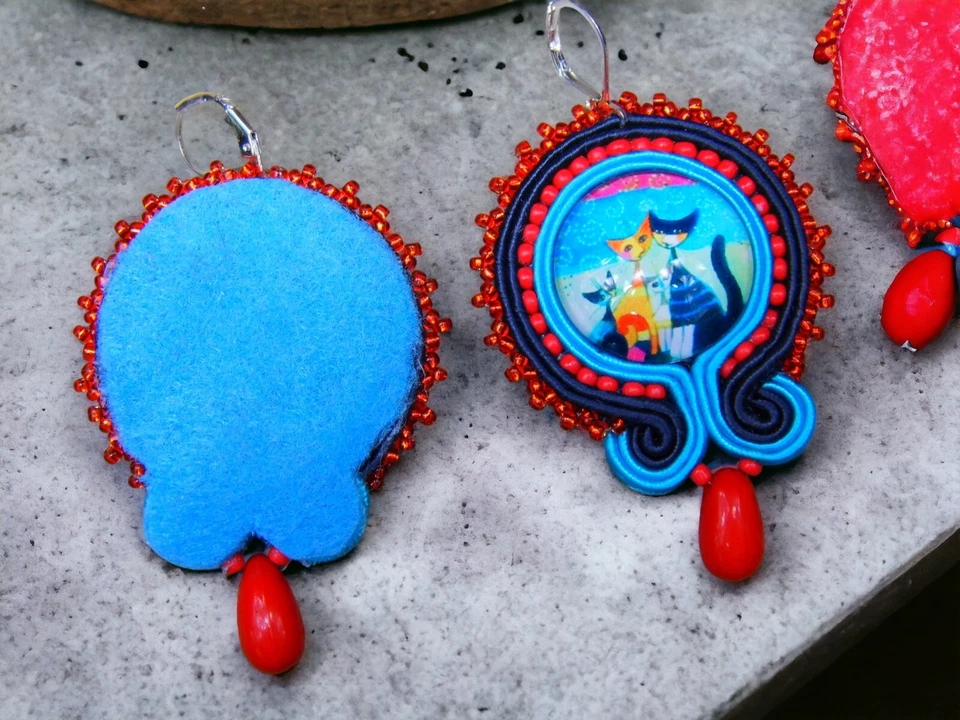 Ohrringe Technik soutache Kunsthandwerk , - Bild 4 von 4