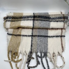 Cejon plaid blush blanket scarf with fringes One Size NEW