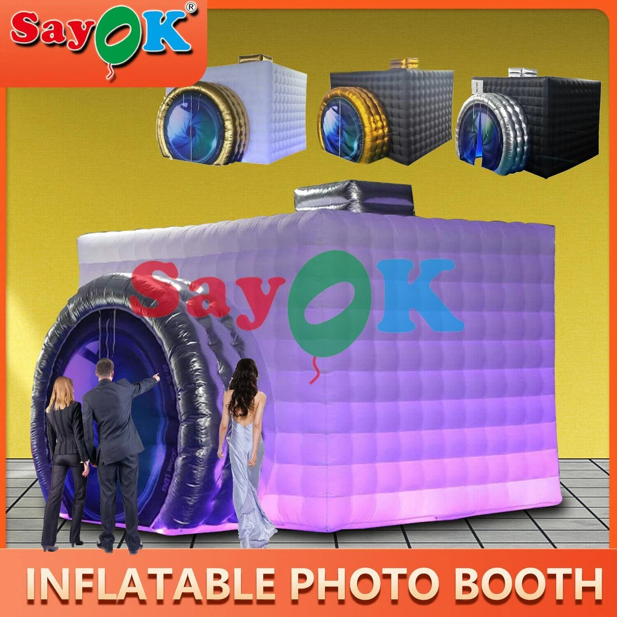 NEW Camera Shape Inflatable Photo Booth with LED Strip Lights color changing