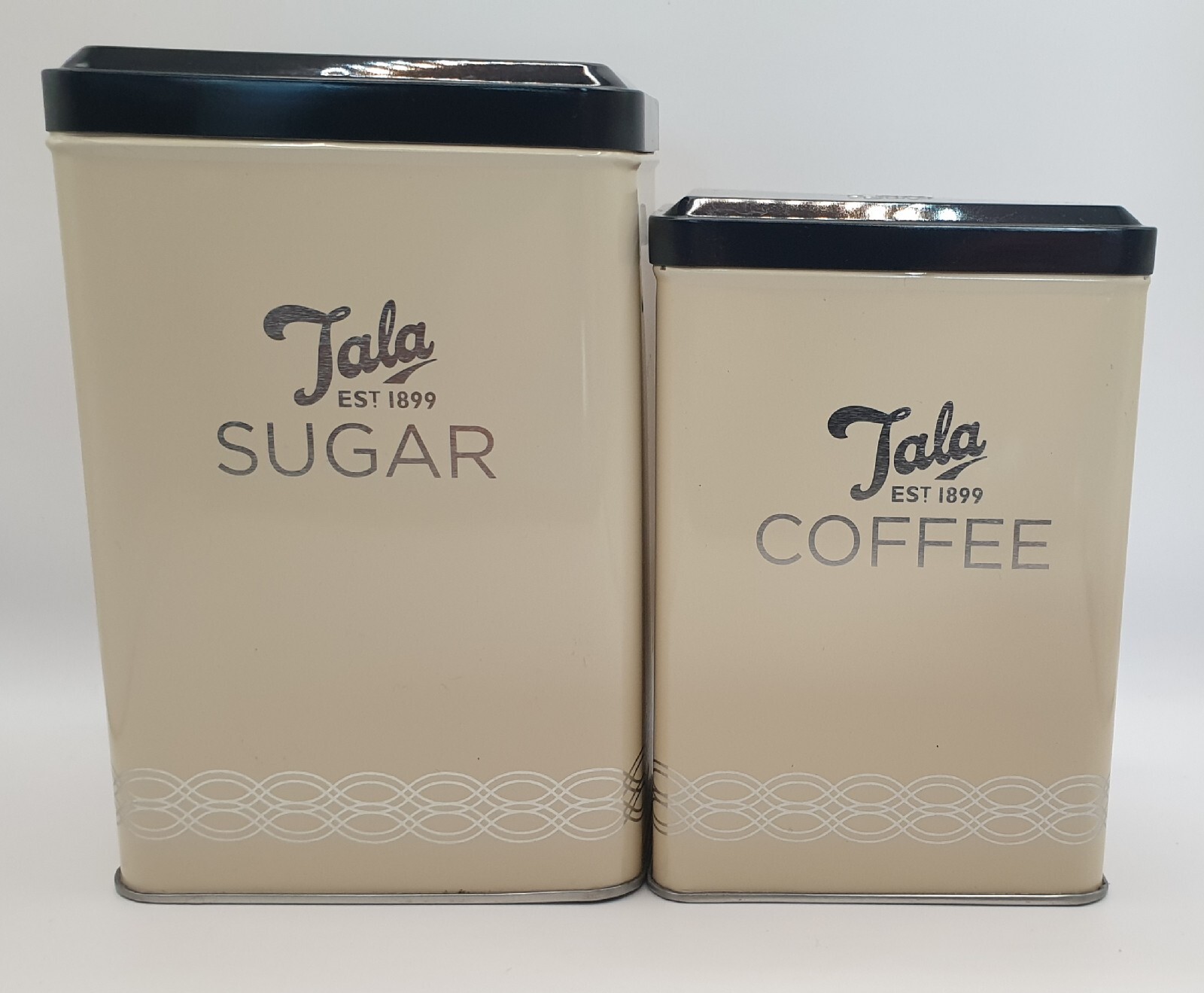 Tala Retro Vintage Style Black and Cream Metal Tea Coffee Sugar Flour