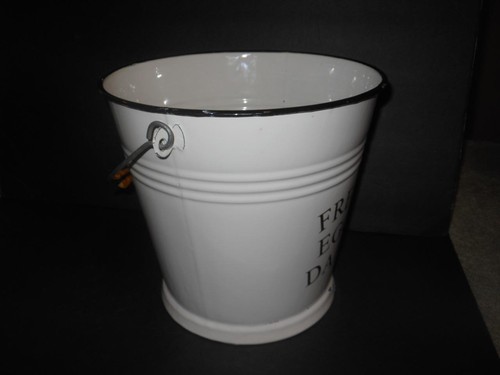 XL EMAILUL ENAMELWARE FRESH EGGS ENAMEL PAINT 5QT PAIL BUCKET W/ HANDLE ROMANIA - Picture 4 of 7