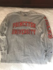 Vintage PRINCETON UNIV.  GRAY CHAMPION Long Sleeve TIGERS T-SHIRT SIZE M