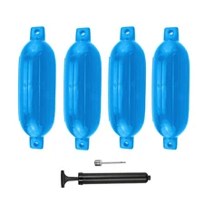 4PCS Boat Fender 5.5x20'' Marine Inflatable Buoys Vinyl Ribbed Dock Bumper Blue