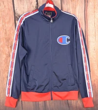 Champion Chain Stitch C Logo Blue & Red Track Jacket Men's Size Medium M