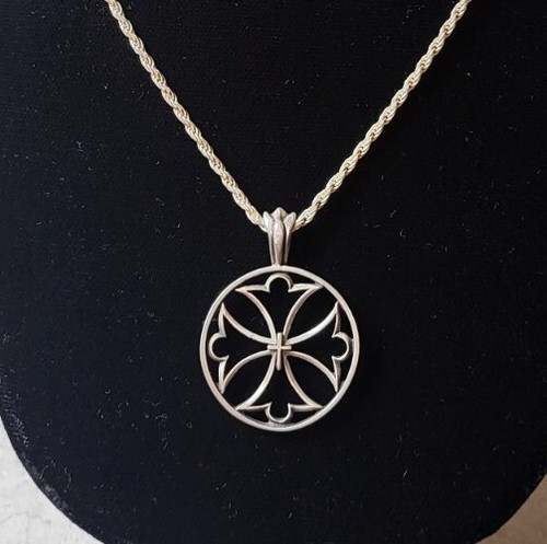 Collana Catena Corda Argento Sterling Italiano 24", Intricato Croce Templare - Foto 2 di 5