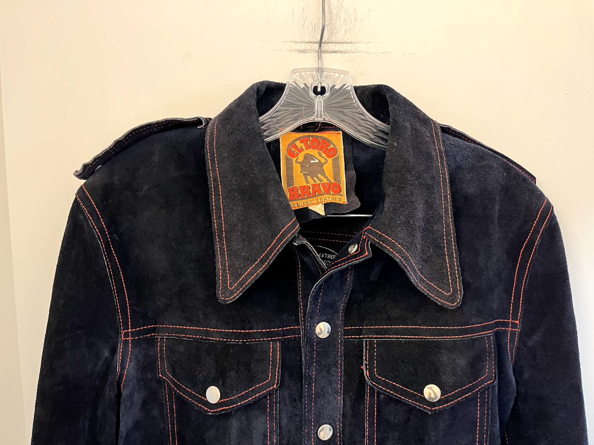 Navy Blue El Toro Bravo Genuine Leather Split Cowhide Jacket
