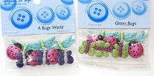 Glitter Bug Buttons / Dragonflies Ladybugs Butterfly / Dress It Up / NIP