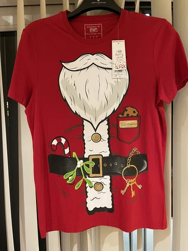 Mens Christmas t shirt  Red Santa father Christmas MR Claus New With Tags Small