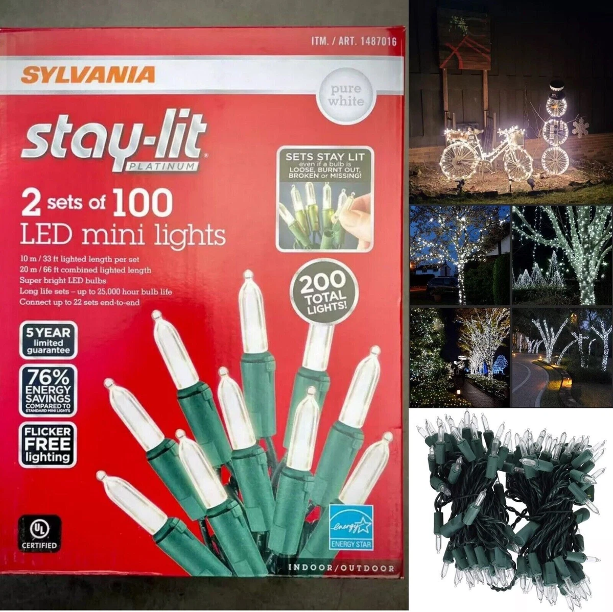 Sylvania stay lit platinum 200 led mini lights deals