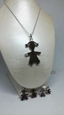 COLLANA CIONDOLO DONNA BEBE' ARGENTO BABY BIMBA LISCIO ZIRCONE 5 MISURE RODIO