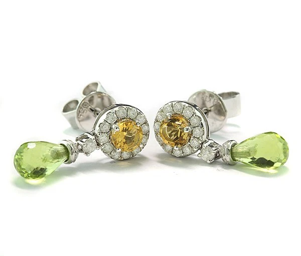 Brillant Citrin Peridot Ohrstecker 3,56 ct 750er Weißgold Wert 2.800 €, neu - Bild 2 von 3