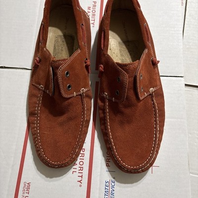 John Varvatos Red Suede Leather Laceless Casual Boat Shoes Men Sz 11.5