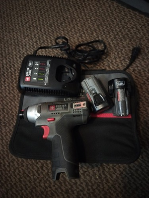 #ad Porter Cable 12v impact driver with case charger and 2 batteries $70.00